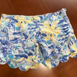 Lilly Pulitzer Blue and Yellow High Waist Shorts